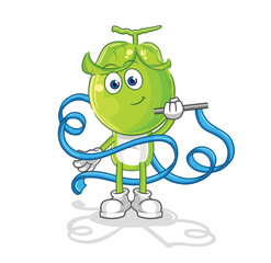pea head Rhythmic Gymnastics mascot. cartoon vector
