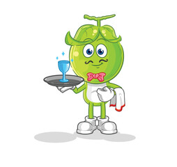 pea head waiter cartoon. cartoon mascot vector