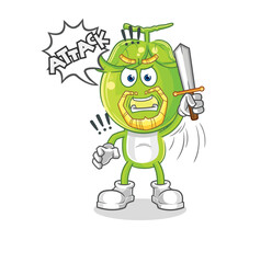 pea head knights attack with sword. cartoon mascot vector