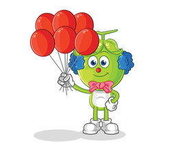 pea head clown with balloons vector. cartoon character