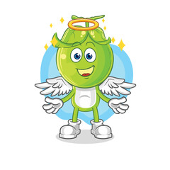 pea head angel with wings vector. cartoon character