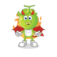 pea head demon with wings character. cartoon mascot vector