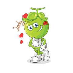 pea head flirting illustration. character vector