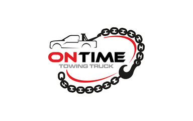 Illustration vector graphic of towing truck service logo design suitable for the automotive company