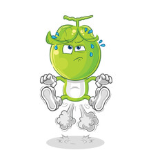 pea head fart jumping illustration. character vector
