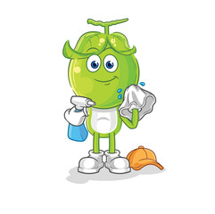 pea head cleaner vector. cartoon character