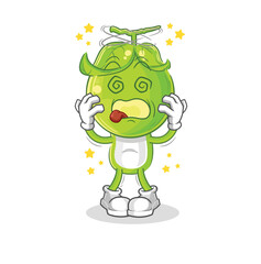 pea head dizzy head mascot. cartoon vector