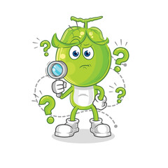 pea head searching illustration. character vector