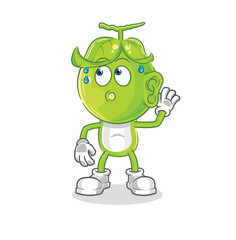pea head eavesdropping vector. cartoon character