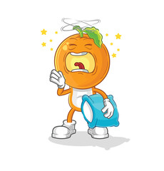 orange head yawn character. cartoon mascot vector
