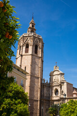 Fototapeta premium Picture of Cathedral church historical building in Valencia at Placa Reina, Spain