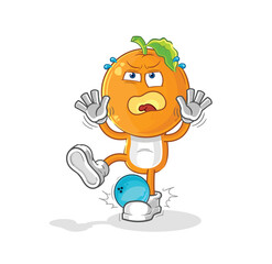 orange head hiten by bowling cartoon. cartoon mascot vector