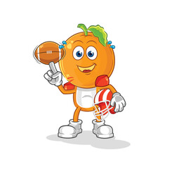 orange head playing rugby character. cartoon mascot vector