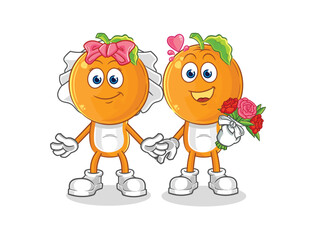 orange head wedding cartoon. cartoon mascot vector