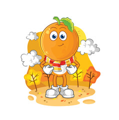 orange head in the autumn. cartoon mascot vector