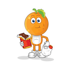 orange head eat chocolate mascot. cartoon vector