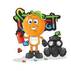 orange head graffiti artist vector. cartoon character