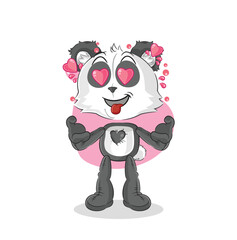 panda fallin love vector. cartoon character