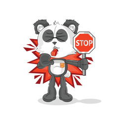 Obraz premium panda holding stop sign. cartoon mascot vector
