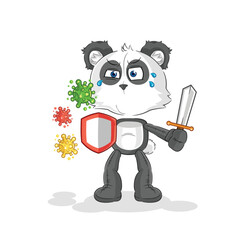 panda against viruses cartoon. cartoon mascot vector