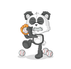 panda baseball pitcher cartoon. cartoon mascot vector