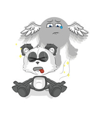 panda spirit leaves the body mascot. cartoon vector