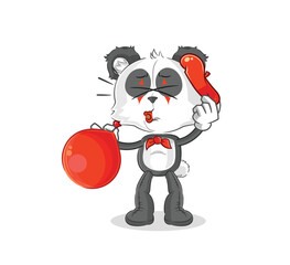panda pantomime blowing balloon. cartoon mascot vector