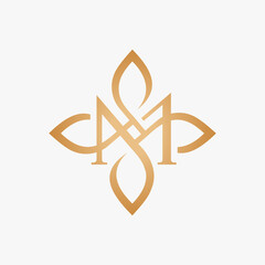 M serif letters combined with simple flower petals. Beautiful and elegant logo. Companies such as beauty salons, spas, beauty products, accessories, and fashion are suitable for using this logo.