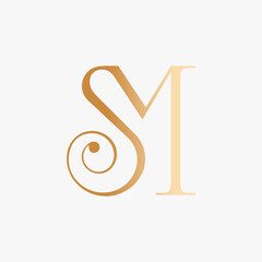 Obraz premium The S and M serifs are combined into a modern classic monogram. A mature and luxurious logo. Suitable for fashion logos, personal brands, wedding monograms, etc.