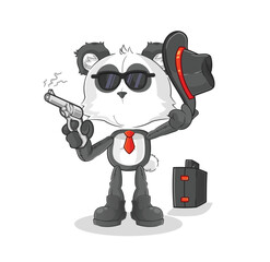 panda mafia with gun character. cartoon mascot vector