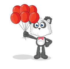 panda clown with balloons vector. cartoon character