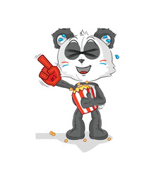 panda fan with popcorn illustration. character vector