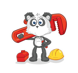 panda plumber cartoon. cartoon mascot vector
