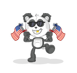 panda american youth cartoon mascot vector