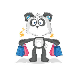 panda shoping mascot. cartoon vector