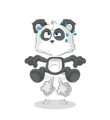panda fart jumping illustration. character vector