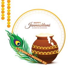 Lord shree krishna janmashtami festival holiday card background