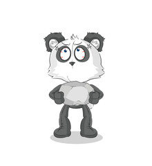 Naklejka premium panda lifting rock cartoon character vector