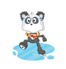 panda ice skiing cartoon. character mascot vector