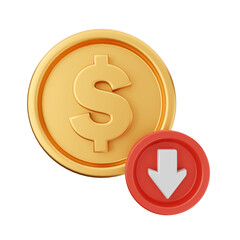Obraz premium Money dollar gold icon 3d illustration render cartoon style