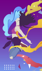 Dynamic Grooves: Vector Zumba Dancer amid Abstract Motion