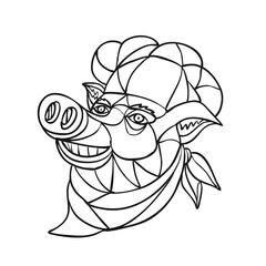 Pig Chef Mosaic Black and White