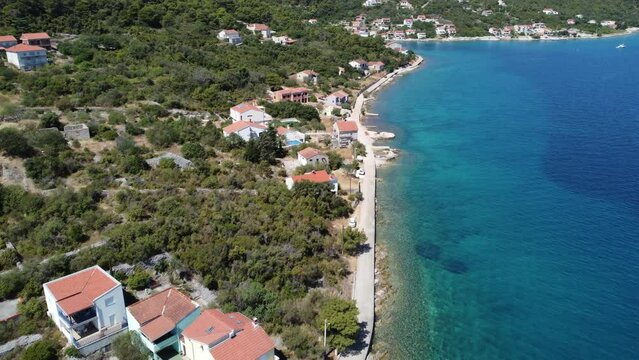The Croatian coast of Zara filmed from the above by drone in 4k