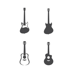 Naklejka premium Guitar logo template vector icon illustration