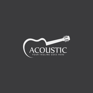 acoustic guitar logo for live music vector icon illustration