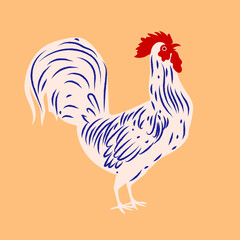Chicken rooster hen icon character mascot animal poultry farm vector illustration.