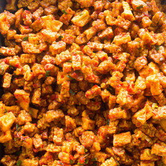 Fried tempeh with chili sauce cooked with spices