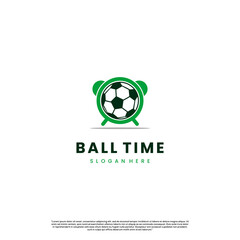football time logo design, ball in the clock logo icon template