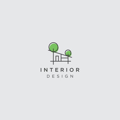 home interior design with modern and natural style logo