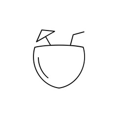Coconut Drink, Juice Thin Line Icon Vector Illustration Logo Template. Suitable For Many Purposes.